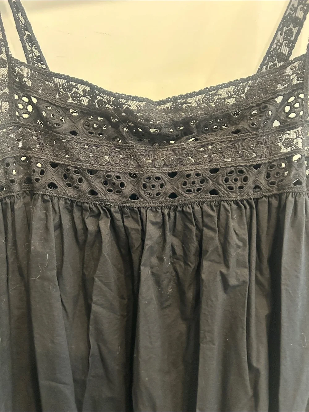 J. Crew Black lace-Trim Regenerative Cotton maxi dress with pockets!